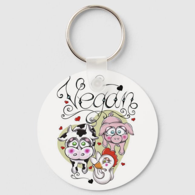 Llavero Tecla de botón vegano (Anverso)
