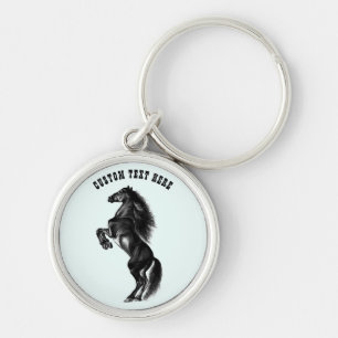 Llavero Tecla de caballo negro vertical con texto Personal