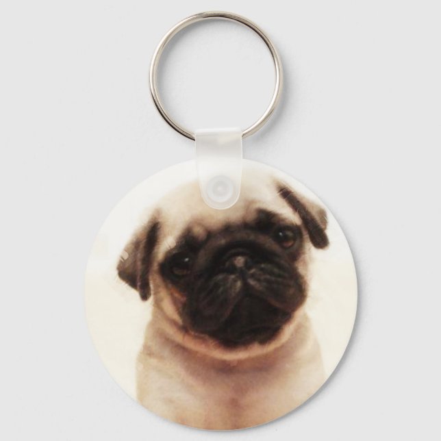 Llavero Tecla de cachorro Pug (Anverso)