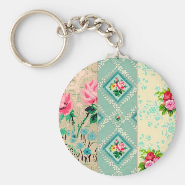 Llavero Tecla de collage de papel pintado (Frente)