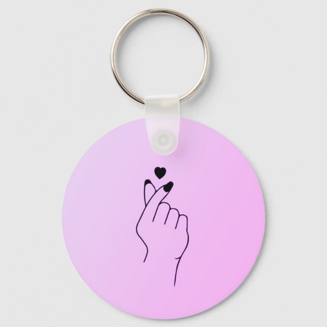 Llavero Tecla de corazón de dedo rosa (Anverso)