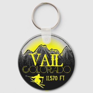 Llavero Tecla de esquí amarillo de Vail Colorado
