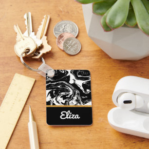 Llavero Tecla de estilo de mármol blanco y negro