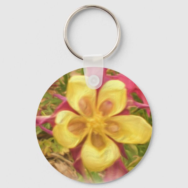 Llavero Tecla de flor de columba amarilla (Anverso)