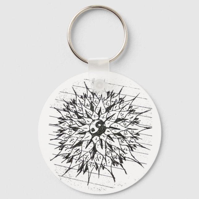 Llavero Tecla de flores de Yin-Yang (Anverso)