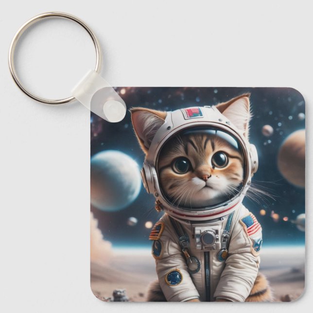 Llavero Tecla de gato espacial (Anverso)