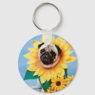 Llavero Tecla de girasol de perro de pug