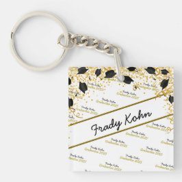 Llavero Tecla de graduación de Personalizado negro y dorad