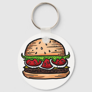 Llavero Tecla de humor para alimentos para hamburguesas de