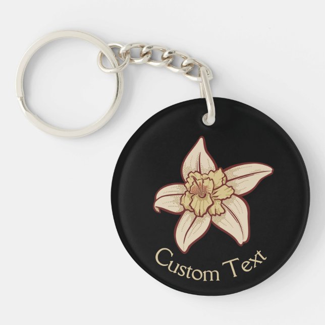 Llavero Tecla de iconos de las flores de vainilla (Frente)