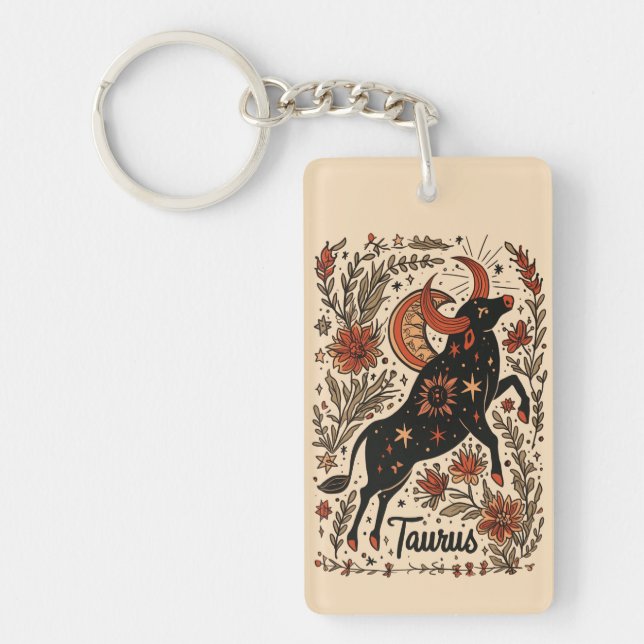 Llavero Tecla de la cadena Taurus Celestial Zodiac Art (Frente)