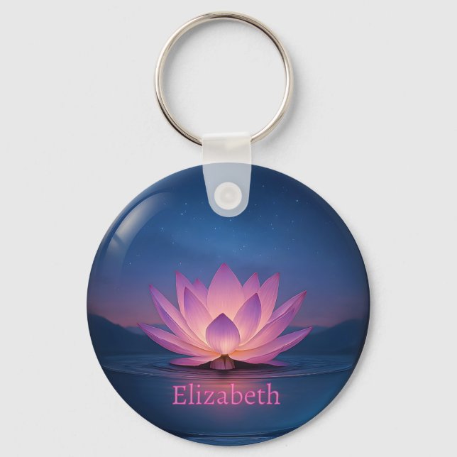 Llavero Tecla de la esfera de vidrio de Lotus brillante -  (Anverso)