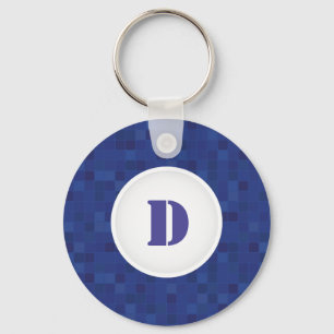 Llavero Tecla de la letra inicial del diseño azul pixelado
