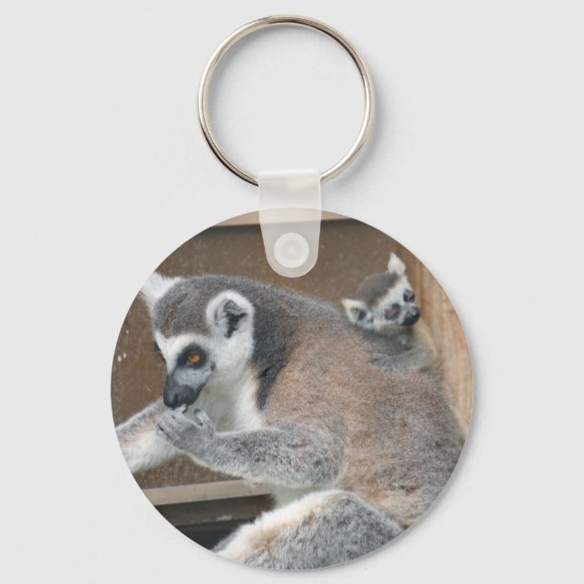Llavero Tecla de Madre y Bebé Lemur (Anverso)