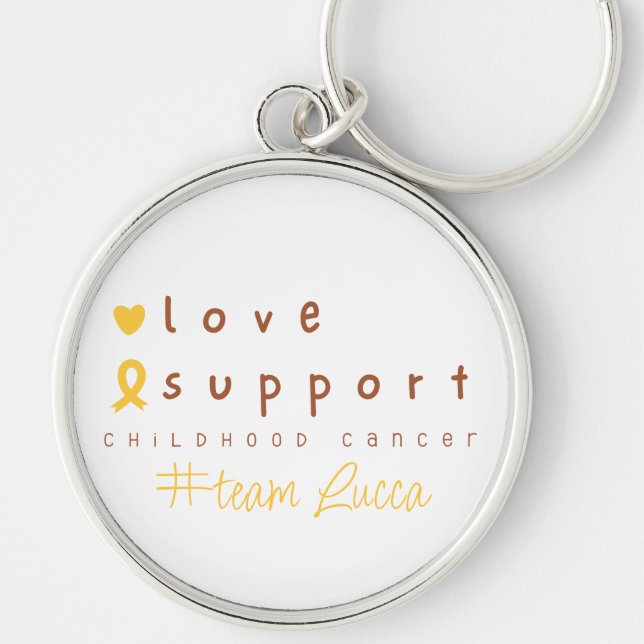 Llavero Tecla de nombre personalizado para cáncer infantil (Frente)