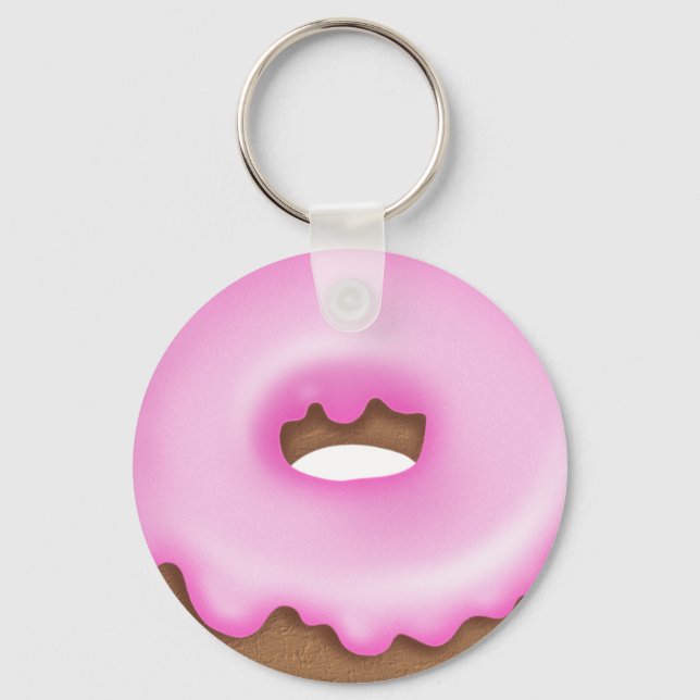 Llavero Tecla de panadería de donut rosa (Anverso)