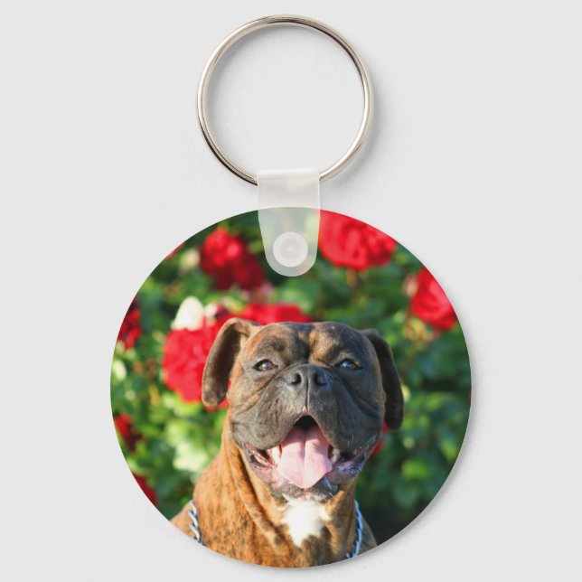 Llavero Tecla de perro del boxeador de Brindle (Anverso)
