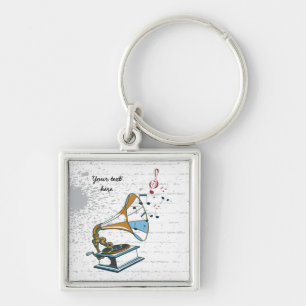 Llavero Tecla de personalizado retro gramófono