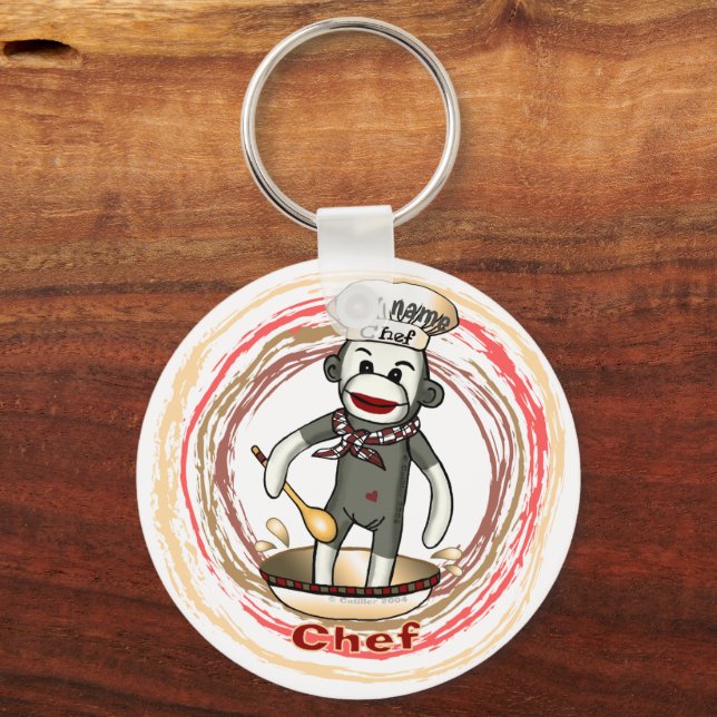 Llavero Tecla de Sock Monkey Chef (Anverso)