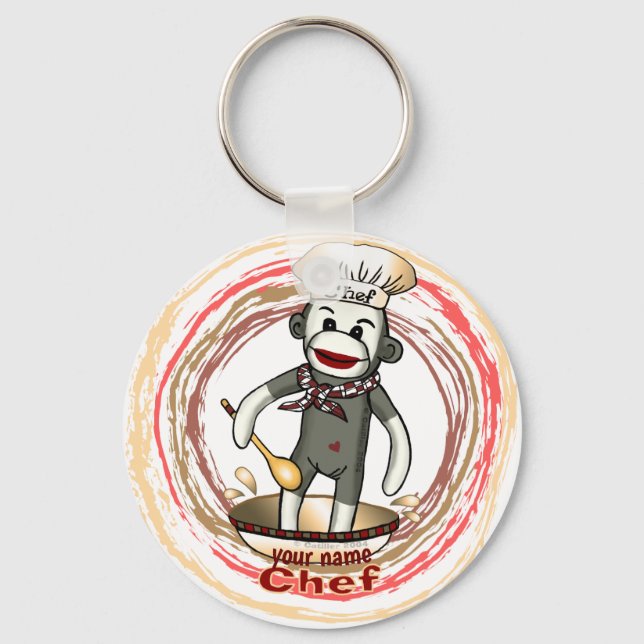Llavero Tecla de Sock Monkey Chef (Anverso)