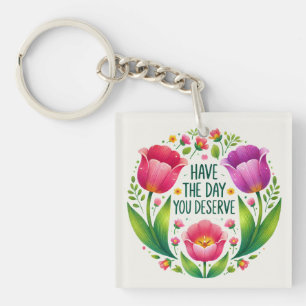 Llavero Tecla de Tulipano ascendente - Diseño floral brill