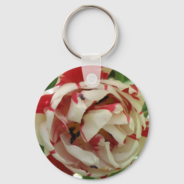 Llavero Tecla de tulipano rosa y blanco (Anverso)