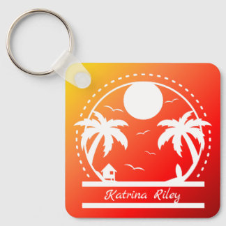 Llavero Tecla de verano tropical (gradiente rojo-naranja-a