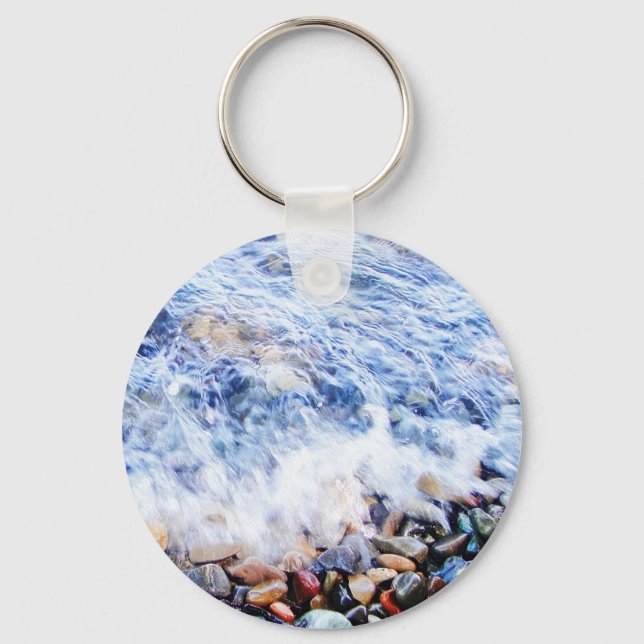 Llavero Tecla del botón de ondeo de agua azul (Anverso)