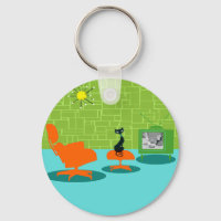 Tecla del botón Gatito de edad del espacio retro