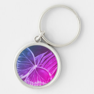 Llavero Tecla del botón mariposa púrpura