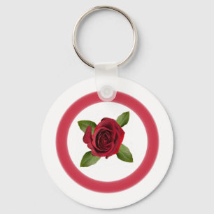 Llavero Tecla del botón rosa rojo