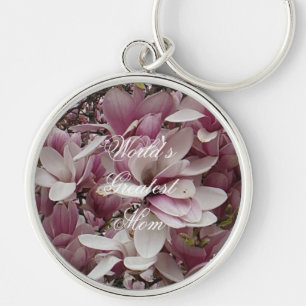 Llavero Tecla floral de flor rosa magnolia Personalizado t