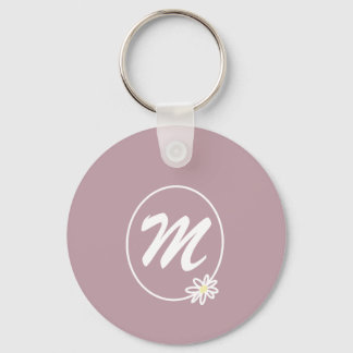 Llavero Tecla floral simple en monograma