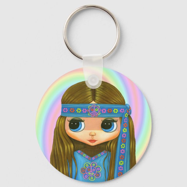 Llavero Tecla Hippie de poder de las flores (Anverso)