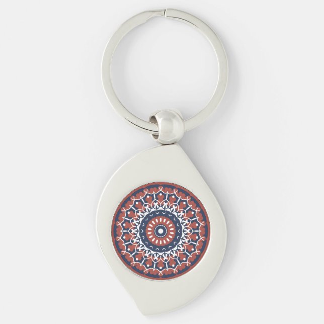 Llavero Tecla metalizado de diseño de Mandala (Anverso)
