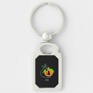 Llavero Tecla Metalizado Rectángulo de calabaza para gato 