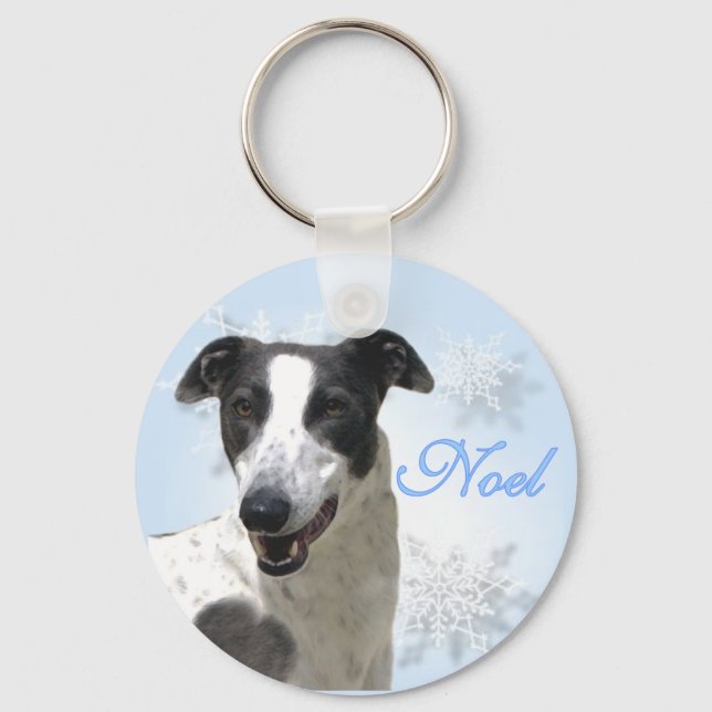 Llavero Tecla Noel Black & White Greyhound (Anverso)