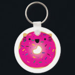 Llavero Tecla para el Donut del gato de fresa<br><div class="desc">Cadena de claves con fresa</div>