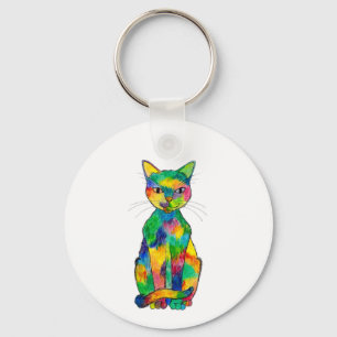 Llavero Tecla para gatos arco iris