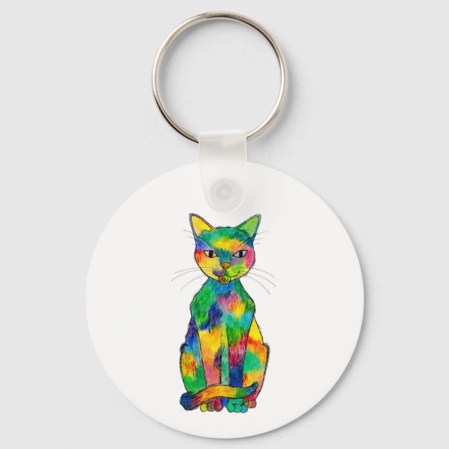 Llavero Tecla para gatos arco iris (Anverso)