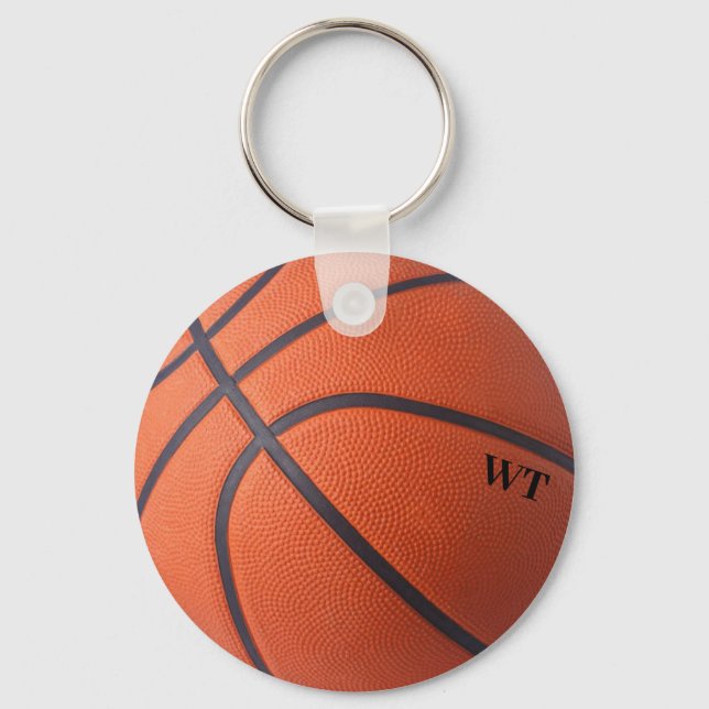 Llavero Tecla personalizada de iniciales de baloncesto (Anverso)