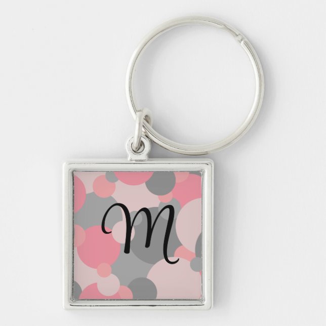 Llavero Tecla personalizada de moléculas de color rosa-gri (Frente)