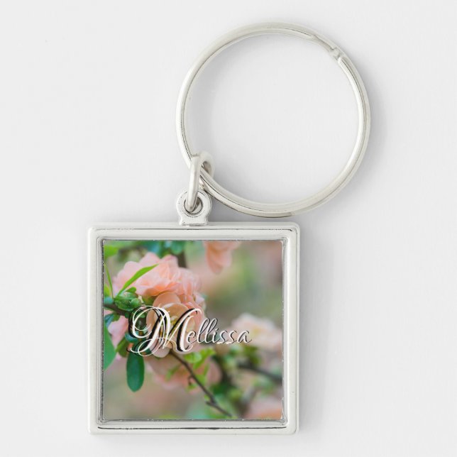 Llavero Tecla Quince Square de Flor de Peach (Frente)