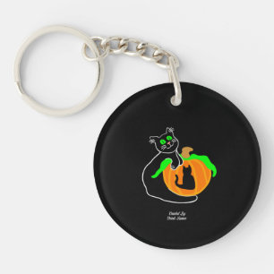 Llavero Tecla redonda de calabaza para gato negro