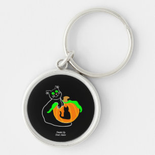 Llavero Tecla redonda de calabaza para gato negro