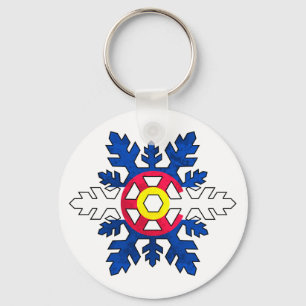 Llavero Tecla redonda de copos de nieve de la bandera de C