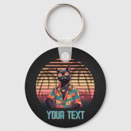 Llavero Tecla redonda de la actitud de gatos tropicales si