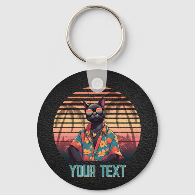 Llavero Tecla redonda de la actitud de gatos tropicales si (Anverso)