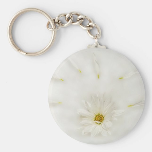 Llavero Tecla redondeada de la margarita blanca (Frente)