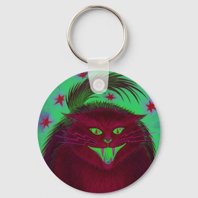 Llavero Tecla roja de gato asustado (Anverso)